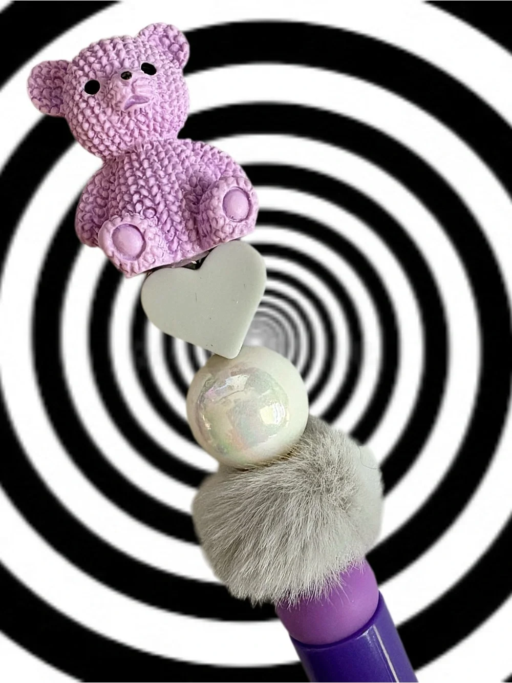 Teddy Bear on Purple Custom Beaded Pen